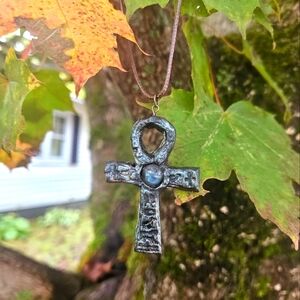 Hand made labradorite Egyptian cross ankh necklace